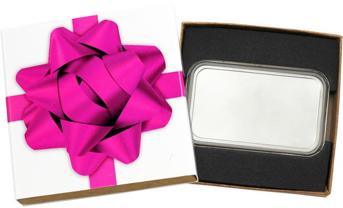 SilverTowne Natural Kraft Paper Gift Box with Hot Pink Bow Box Sleeve & Capsule - Product Packaging [Add $7.00]